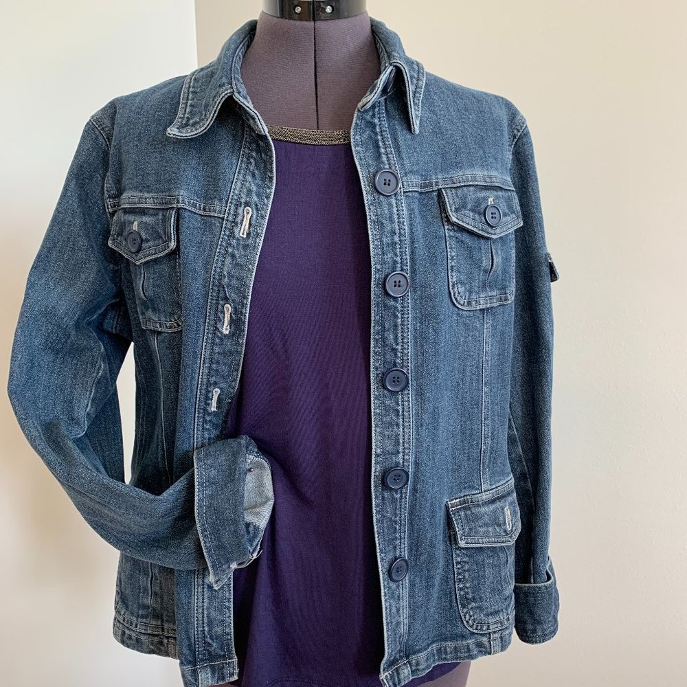Jones New York Jean Jacket and Beaded Tank top.